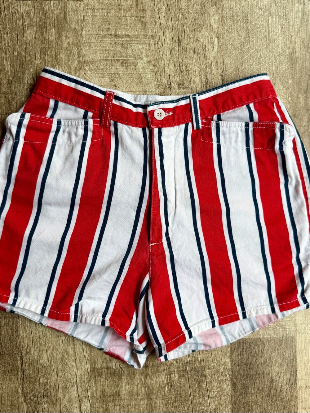 Vintage High Waisted Red White Blue Striped Shorts